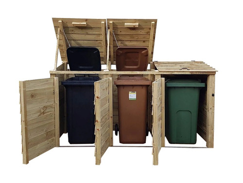 Wooden wheelie bin store - wooden,