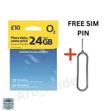 O2 UK PAYG SIM Card – 24GB Data £10 Bundle – Triple SIM– Free 1st Class Delivery