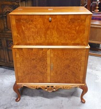 VINTAGE BURR WALNUT VENEERED COCKTAIL CABINET   REPOLISHED  DELIVERY AVAILABLE  