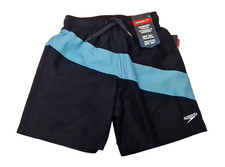SPEEDO Boys Swimming Water Shorts Black Blue Elasticated Drawstring Logo UK M  5