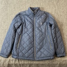 Guinness Men’s Quilted Jacket Navy Blue Harp Logo Size M Medium Zip Up