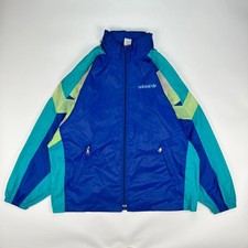 Vintage Adidas Track Jacket Mens Large Blue Retro 90s Colour Block Rain Coat