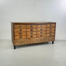 VINTAGE INDUSTRIAL 30s 16 DRAWER SHOP COUNTER HABERDASHERY CABINET OAK #4661