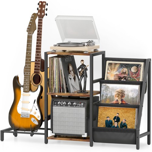 Guitar stand with vinyl record - with,