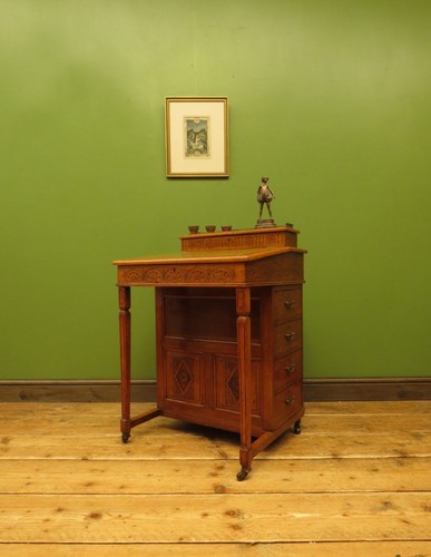 Antique davenport with leather - antique,
