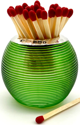 Silver mounted green glass - silver,