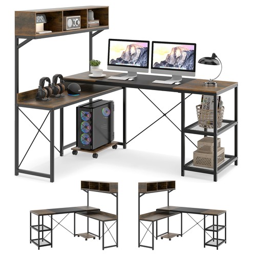 Shaped desk reversible - l-shaped,