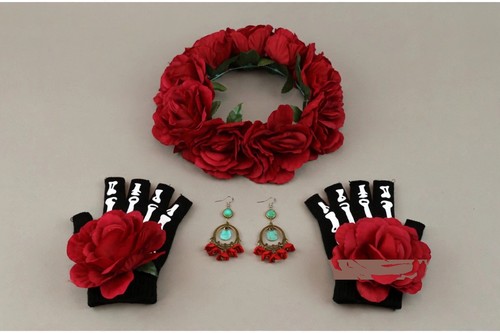 Red rose flower crown - red,
