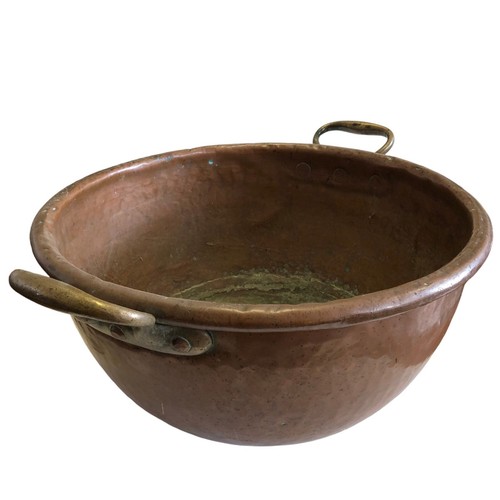 Large antique copper cauldron - antique,