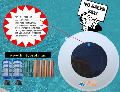 Solar pool ionizer - solar, |led