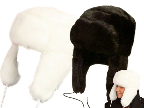 Faux fur trapper hat fleece - hat,