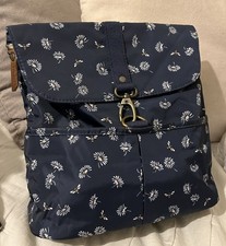 Fat Face Clip Multifunctional Bag Backpack Handbag Navy Blue White Bee Print