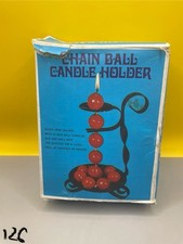 Vintage Retro Boxed Rare Chain Ball Candle Holder Orange