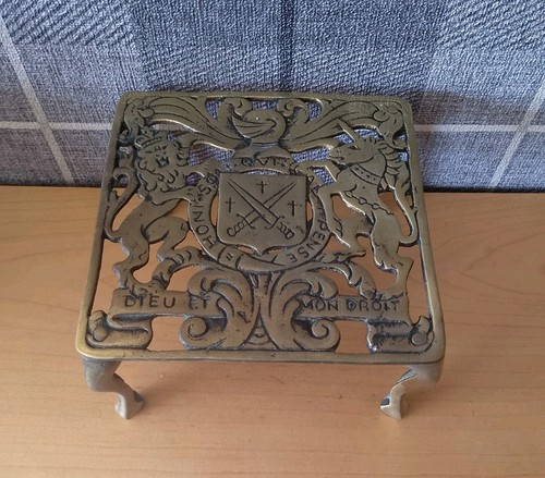 Large vintage brass trivet - vintage,