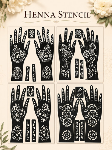 Henna stencil set pieces - set,