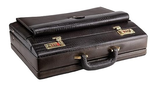 New leather travel briefcase - new,