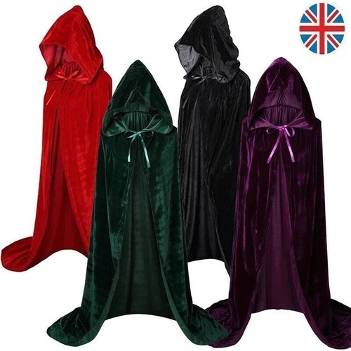 Long velvet hooded cloak cape - hooded,
