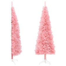 Pink Slim Half Christmas Tree 150x45cm Artificial PVC & Steel with Stand Indoor