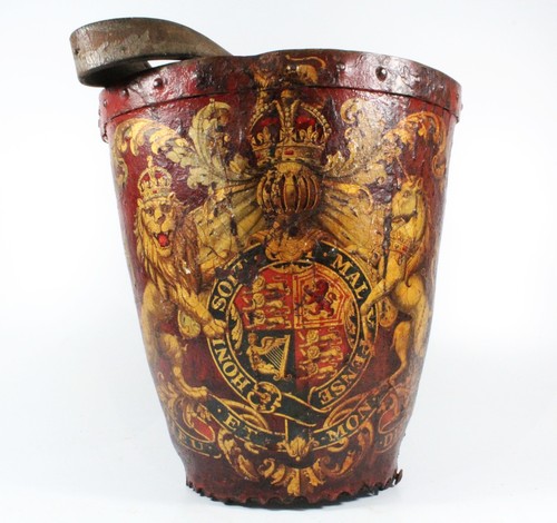 Antique georgian leather fire - georgian,