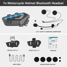 Freedconn FX Bluetooth Motorcycle Intercom Headset One Set Black 10 Riders