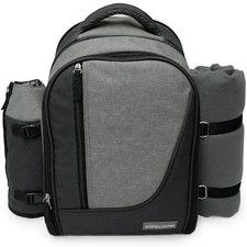 4 Person Picnic Bag Picnic Backpack Rucksack Bottle Cooler and Blanket Set For 4