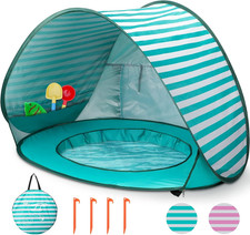 Portable Baby Beach Tent with UV Protection and Pool - Lightweight Green Shelter