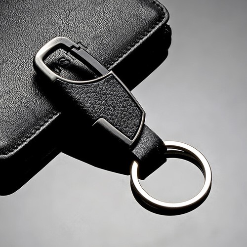 Metal leather key chain - metal,