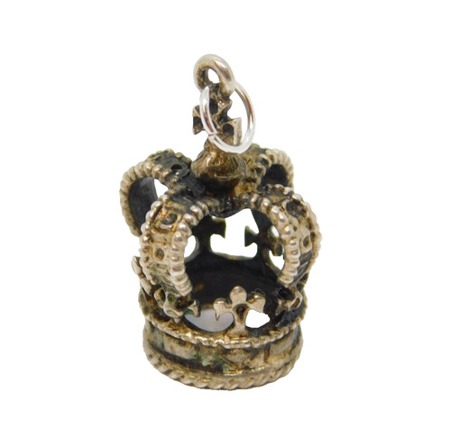 Sterling silver crown charm - sterling,