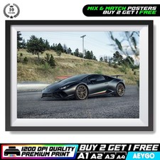 LAMBORGHINI HURACAN Wall Art Print Poster Super Sport Car Large Size A4 A3 A2 A1