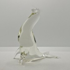Licio Zanetti Murano Glass Sea Lion Seal Figurine Clear Signed Venetian Vintage