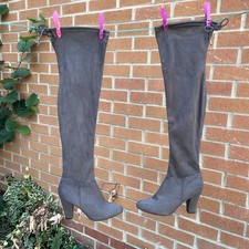 Call it Spring Womens UK7 EU 39 grey Thigh High Tall Block Heeled Stretch Boots