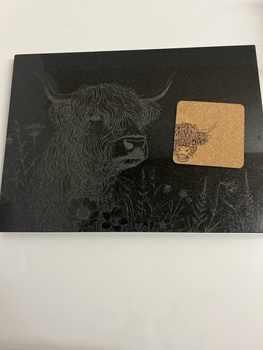 Highland cow engraved - highland, granite