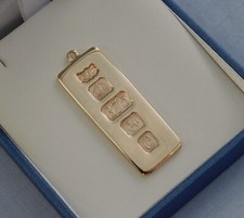 GMC BIRMINGHAM QUEEN'S SILVER JUBILEE 1977 9CT YELLOW GOLD INGOT PENDANT  14.99g