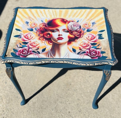 Vintage table with glass top - vintage,