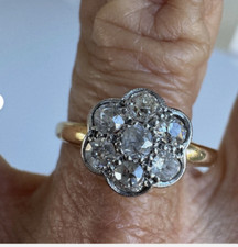 Antique Diamond Ring. Diamond Daisy Ring. Diamond Flower Ring. Diamond Cluster.