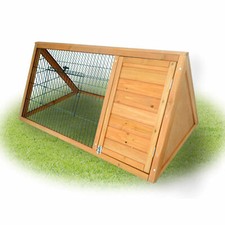 Triangle Wooden Rabbit Hutch A-Frame House Chicken Coop Hamster Cage Outdoor