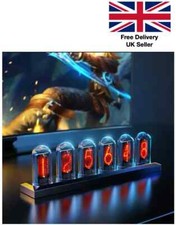 RGB Nixie Tube Clock LED Glows IPS Color Screen DIY Analog Digital Tube Night Li