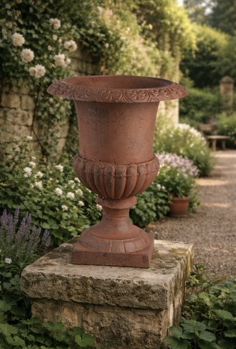 Cast iron urn vintage outdoor - cast,