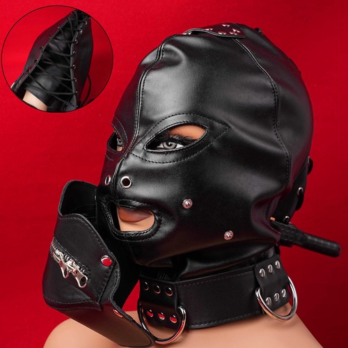 Leather gimp head harness - harness, mask