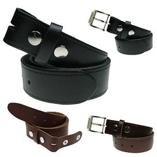 Mens Black Brown Tan Removable Buckle Press Stud Real Leather Belt UK Handmade