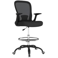 HOMCOM Mesh Draughtsman Chair, Ergonomic Drafting Chair, Black