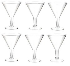 6 x Plastic Martini Glasses Clear Cocktail Drinking Party Glass 200ml 20cl