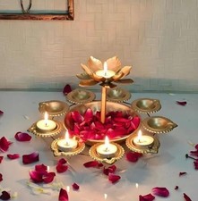 1/2-Layer Diya Urli Stand – Brass Floating Candle Holder for Pooja Home Decor UK