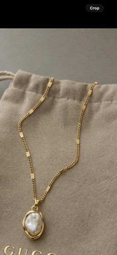 Zara gold pearl necklace chain - zara,