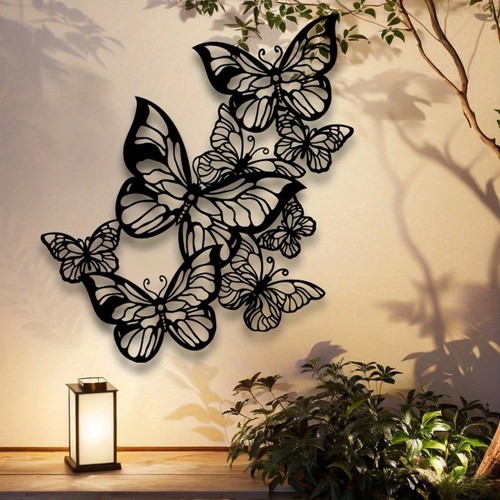 Black metal butterfly wall - butterfly,