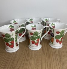 Crown Trent Fine Bone China Fruit Tea Coffee Mug Cup Strawberry Red Currents X6