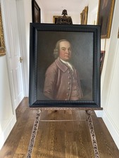 Large Antique 18th Century Oil Portrait Painting Of A Gentleman