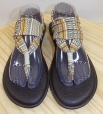 Sanuk Yoga Sling 2 Thong Sandals Womens Multicolor Pattern Size 11 Slingback