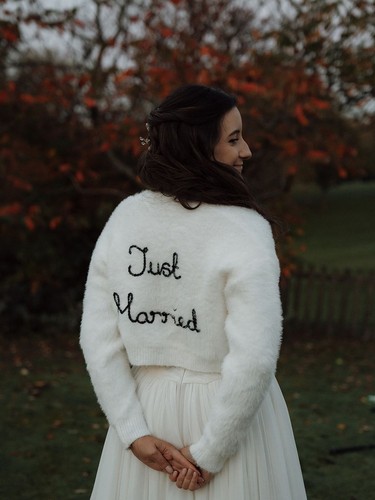 Hand embroidered just married - hand,