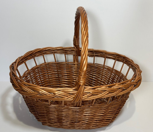 Vintage willow woven shopping - willow,